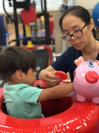 nurse helping child